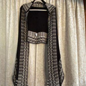 Goddis Supercool Lenox Knit Poncho Type Throw"Salt & Pepper" Colorway S/M Hoody